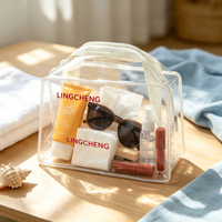 Pochette de voyage carrée transparente personnalisée avec logo imprimé, étanche en PVC, pour cosmétiques et maquillage, avec fermeture éclair
