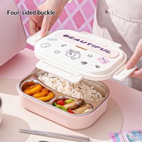 Boîte à lunch isotherme en acier inoxydable 304, trois compartiments, grande capacité, style moderne et simple, vente en gros