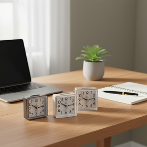 Desk <b>Clock</b> Square Analog Alarm <b>Clock</b> With <b>Battery</b> Operated For Home Office Use - Product Image 3