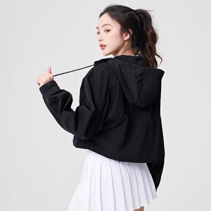 Veste légère à <span class=keywords><strong>capuche</strong></span> pour femmes, protection solaire, séchage rapide, respirante, courte, anti-UV, pour le yoga en plein air, la remise en forme, les vêtements décontractés - Product Image 5