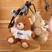 Porte-clés en peluche ours en coton avec capuche, mignon et kawaii, breloque de sac douce et câline, vente en gros, personnalisable OEM ODM