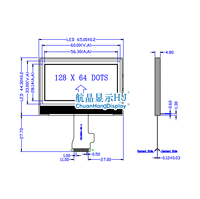 CH12864-22-4-L2 ST7567 IC COG 2.5 inci layar tampilan LCD 128x64 layar Dot grafis matriks dengan lampu latar FPC 12864 modul LCD