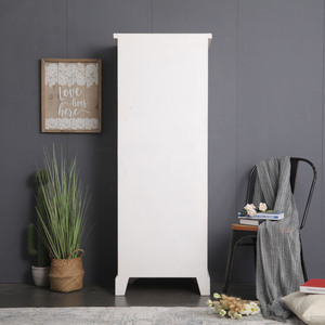 Gabinete de Almacenamiento Alto de Madera Maciza Lavada Blanca con Diseño a Cuadros, Duradero, de Fábrica China, para Sala de Estar, Entrada o Estilo Rústico - Product Image 3