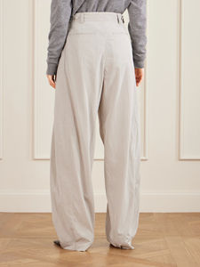 Pantalon d'été taille haute pour femme, coupe droite, en mélange soie/coton, style vintage, écologique, infroissable, grandes tailles - Product Image 4