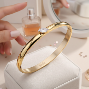 Braccialetti alla moda in acciaio inossidabile placcato oro con Design elegante braccialetto CZ trasparente - Product Image 3