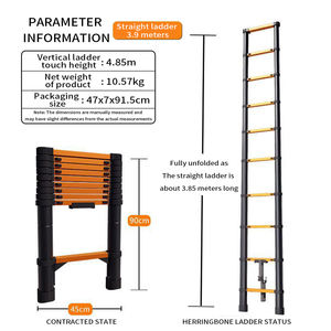 Échelle en acier multi-usage télescopique pliable et extensible de 2,6 m à 7 m <span class=keywords><strong>pour</strong></span> une utilisation à la maison et en extérieur avec verrou de sécurité - Product Image 5