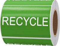 Autocollants de Recyclage 2 x 3 Pouces, Grand Fond Vert Texte Blanc, Étiquettes Adhésives pour Poubelle, Panneaux de Déchets pour Maison et Cuisine