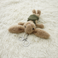 Porte-clés Lapin en Peluche de Coton Adorables avec Longues Oreilles et Salopette, Tailles Personnalisées, Tissu Doux pour Décorer Sacs et Clés, Cadeaux Mignons