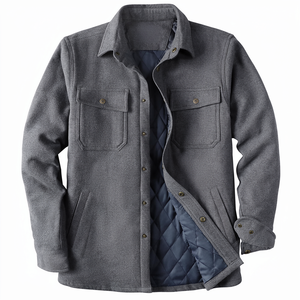 Customizable Mens Woven Casual Stand Autumn Technical Shirt <b>Jacket</b> Lined Heavyweight Brushed Outerwear Private Label Bulk - Product Image 1