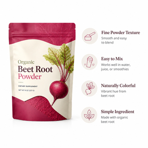 Polvo de Remolacha Orgánica de Alta Calidad, Fuente de Vitamina B9 y B12, Extracto Prensado en Frío 50:1, Antioxidante, 250g, Certificado GMP, HACCP, QS - Product Image 2