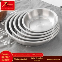 Assiette ronde en acier inoxydable 304, assiette à dîner pour la maison, assiette à dessert, assiette de service alimentaire, plateau plat épaissi