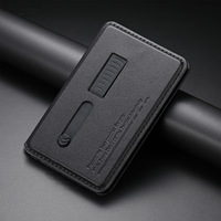 Nuevo Diseño, Correa de Muñeca Retráctil Oculta de Aluminio y Cuero Genuino, Bloqueo Magnético RFID, Tarjetero de Moda