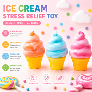 Jouet anti-stress en mousse PU souple en forme de crème glacée, jouet à presser pour soulager le stress, jouet de bureau pour enfants et adultes, cadeau - Product Image 2