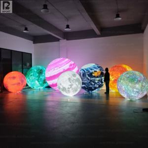 Ballon géant de lune gonflable en PVC commercial de 3 m 4 m, étanche à l'air, modèle de lune gonflable personnalisé avec neuf planètes, grand modèle de lune gonflable avec LED - Product Image 6