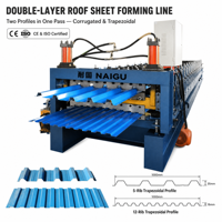 Machine de formage à froid de panneaux de toiture en acier R-Panel AG-Panel à double couche, épaisseur 0,2-0,8 mm, multi-tension (220/380/440V), garantie 3 ans