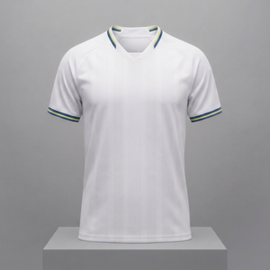 Maillot de football blanc à col en V, couleur unie, séchage rapide, 100% polyester, imprimé par transfert thermique, nom et numéro d'équipe personnalisés, unisexe, adulte - Product Image 1