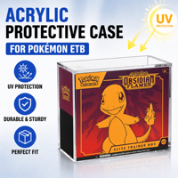   Boîte de Présentation ETB en Acrylique Transparent avec Couvercle Magnétique pour Cartes TCG – Protection et Rangement