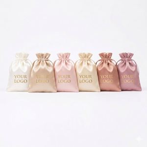 Bolsa de Satén Suave con Cordón, Personalizable con Logotipo, para Regalos, Empaque de Lujo para Fiestas y Días Festivos, para el Mercado Norteamericano - Product Image 1