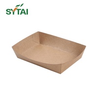 Plateau d'emballage de fast-food en papier kraft jetable écologique personnalisé pour bateau frites poulet frit