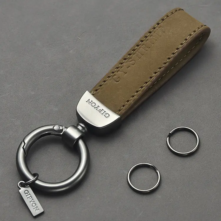 Leather business contracted keyring metal small pendant accessories custom key chain