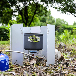 Paravento Pieghevole Portatile a 12 Piastre <span class=keywords><strong>per</strong></span> Fornello da Campeggio, Scudo Termico Leggero <span class=keywords><strong>per</strong></span> Cucina all'Aperto con Sacca con Coulisse - Product Image 4