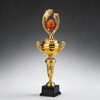 Trophée de basketball sportif en métal poli avec base durable pour les champions des tournois scolaires - Gravure personnalisée disponible