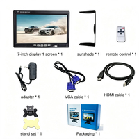 Monitor LCD IPS Portátil Comercial de 7 Pulgadas para Vehículos, con Entrada VGA y AV, Pantalla HD para Cámara de Reversa de Camiones, Sistema CCTV