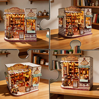 Kit de maison miniature DIY en bois, puzzle 3D avec lumière LED, modèle de construction artisanal, décoration de maison, cadeau
