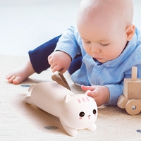 Lampe de chevet chat pour enfants, veilleuse lune en silicone souple, jouet animal, cadeau réconfortant Kawaii