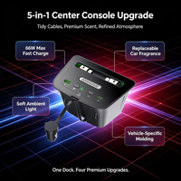 Station d'extension 5-en-1 pour console centrale, multi-ports, charge rapide PD, moulage 1:1 du véhicule d'origine, installation facile, compatible Cayenne 24-26