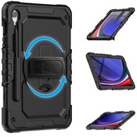 Étuis pour tablettes Samsung Galaxy Tab S9, S9 FE et S10 FE 11 pouces, rotation à 360°, sangle de maintien, coque antichoc