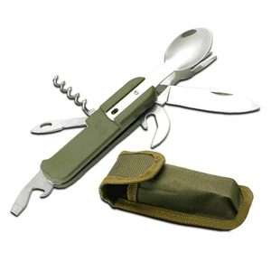 Ensemble de couverts multifonctionnels pliables en acier inoxydable, <span class=keywords><strong>couteau</strong></span>, <span class=keywords><strong>fourchette</strong></span>, <span class=keywords><strong>cuillère</strong></span> et ouvre-bouteille - Product Image 1
