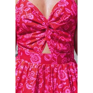 Robe de soirée longue à imprimé floral et col en V noué pour femme, qualité supérieure, personnalisable OEM, vente en gros, bretelles amples, longueur midi, tissage. - Product Image 2