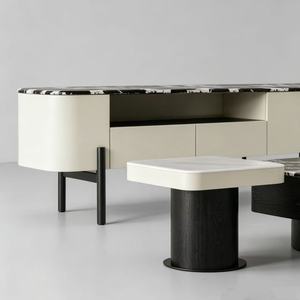 ตู้วางทีวีสีดำขาวทันสมัยพร้อมลิ้นชักเก็บของสำหรับห้องนั่งเล่น - Product Image 4