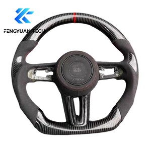 Volante de coche de cuero, alcantara y fibra de carbono forjada para <span class=keywords><strong>Mazda</strong></span> 3 6 CX3 CX5 CX4 CX8 CX9 <span class=keywords><strong>MX5</strong></span> CX-5 MX-5 BP BM KE 2014 - Product Image 1