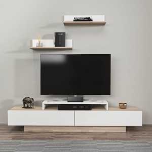 Meuble TV moderne large avec étagères Meuble TV avec deux portes Lowboard jusqu'à <span class=keywords><strong>81</strong></span> téléviseurs Longueur 180 <span class=keywords><strong>cm</strong></span> Largeur 32 <span class=keywords><strong>cm</strong></span> Hauteur 40 <span class=keywords><strong>cm</strong></span> - Product Image 5