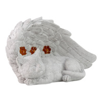 Statue commémorative en résine pour chat, chaton endormi peint à la main avec ailes d'ange, figurine de jardin pour commémorer la perte de votre chat, cadeau de sympathie