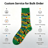 Chaussettes en coton jacquard camouflage léopard, chaussettes unisexes tendance à blocs de couleurs, chaussettes décontractées à la mode, chaussettes personnalisées OEM ODM, chaussettes cadeaux