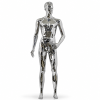 Mannequin homme en argent électroplaqué OEM, corps entier, articulations réglables, mannequin métallique pour vitrine de magasin de détail