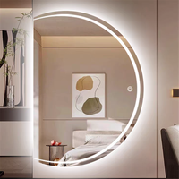 Miroir LED rond mural moderne de grande taille avec éclairage irrégulier pour salon, hôtel, salle de bain