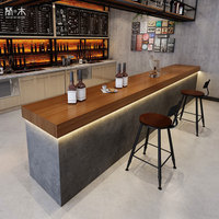 Comptoirs de réception et tables de bar en bois massif style rétro moderne Wabi-Sabi pour salon, centre de remise en forme, salon de thé au lait, caisse
