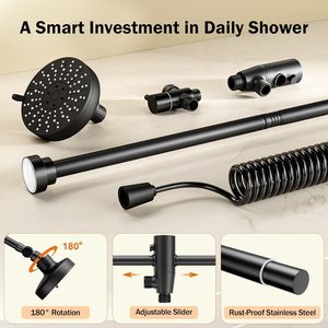 Douche double avec curseur réglable d'origine, douche double haute pression <span class=keywords><strong>pour</strong></span> deux personnes, système de douche à deux têtes - Product Image 6