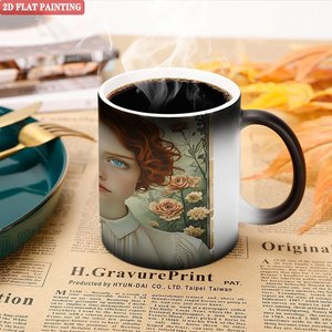 Frosted <b>Ceramic</b> Mug 11oz Black Heat Sensitive Color Changing <b>Cup</b> - Product Image 5