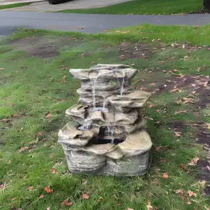 Fonte de água em forma de pedra para jardim ao ar livre, fonte de cachoeira para jardim, atacado