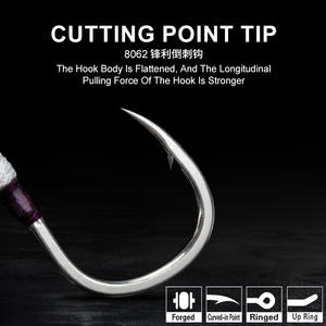 Hameçons <span class=keywords><strong>de</strong></span> pêche TEASER HK044 3/0 4/0 5/0 6/0 7/0, hameçons simples en <span class=keywords><strong>fer</strong></span> robuste, hameçons d'assistance pour jigging en eau salée - Product Image 4