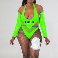Maillot de bain grande taille pour le carnaval, tenue du matin de Jouvert, costume jamaïcain, combinaison néon personnalisée à manches longues en maille pour événement caribéen 3XL
