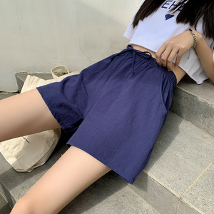 <span class=keywords><strong>Pantaloncini</strong></span> estivi da donna in lino di cotone di nuovo arrivo all'ingrosso <span class=keywords><strong>pantaloncini</strong></span> Casual traspiranti a linea semplice con coulisse elastico in vita da ragazza - Product Image 3