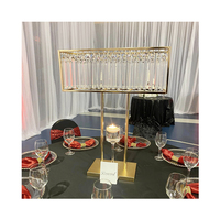 Lustre de Mariage Haut de Gamme en Métal Doré avec Cristaux Suspendus, Centre de Table de Mariage, Décoration Centrale pour Table de Banquet de Mariage