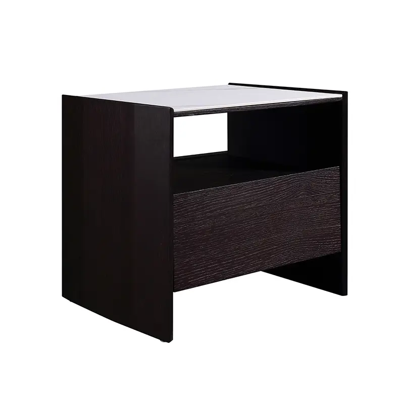 Atacado design moderno quarto mobiliário preto carvalho nightstand cama multifuncional casa cabeceira de madeira