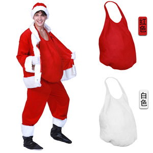 เสื้อกั๊กซานตาคลอสสำหรับผู้ใหญ่ แบบยูนิเซ็กซ์ สีแดงขาว ทำจากเส้นใยโพลีเอสเตอร์ อุปกรณ์เสริมสำหรับการแสดงบนเวที - Product Image 1